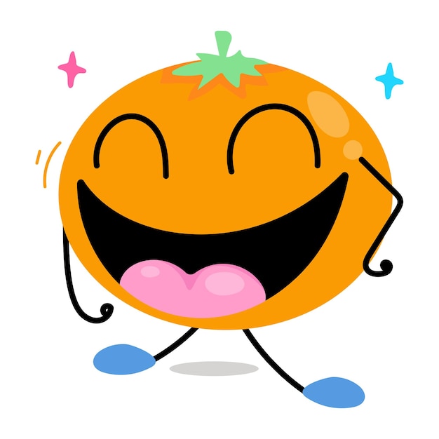 A yawning orange sticker in cool vector