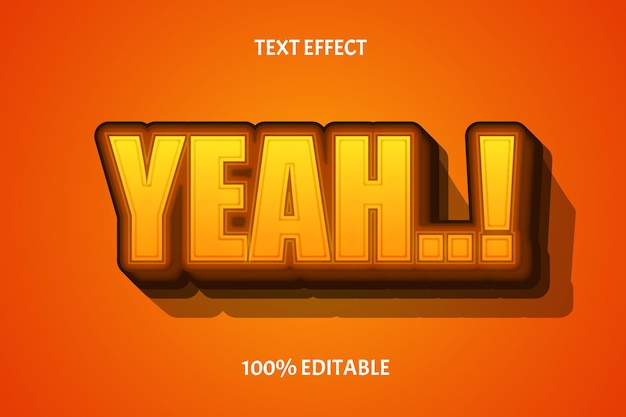 Vector yeah color yellow brown editable text effect