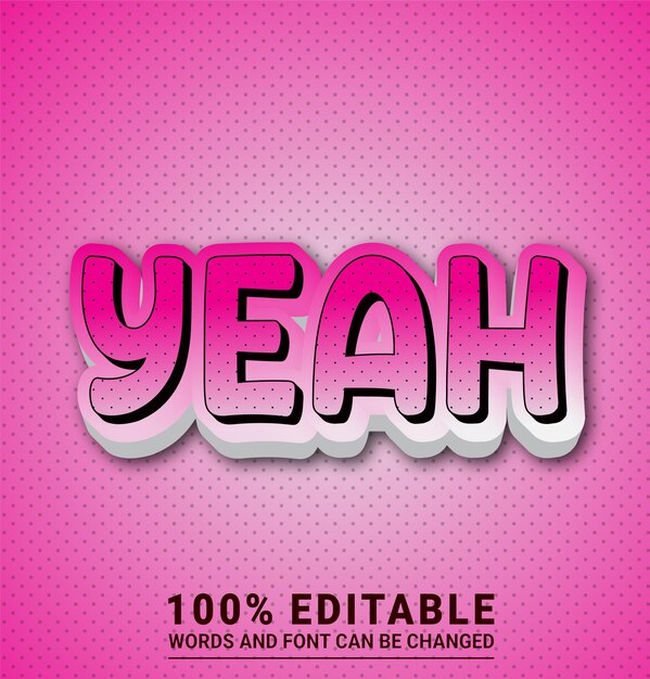 Vector yeah editable text effect vector