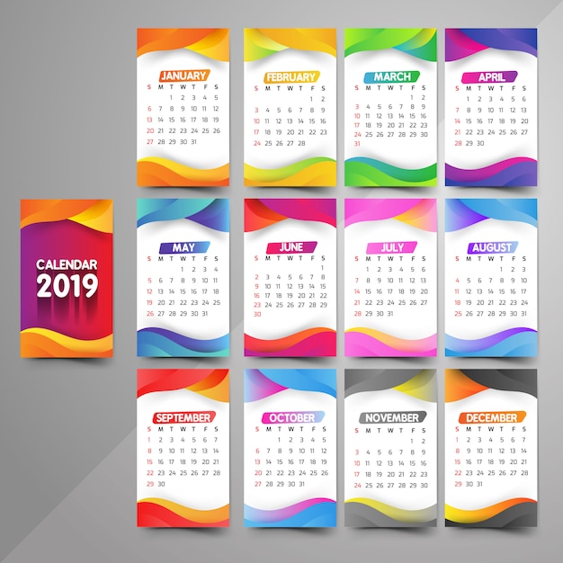 Year 2019, calendar beautiful design