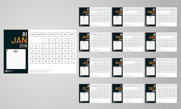 Year 2019 Calendar.