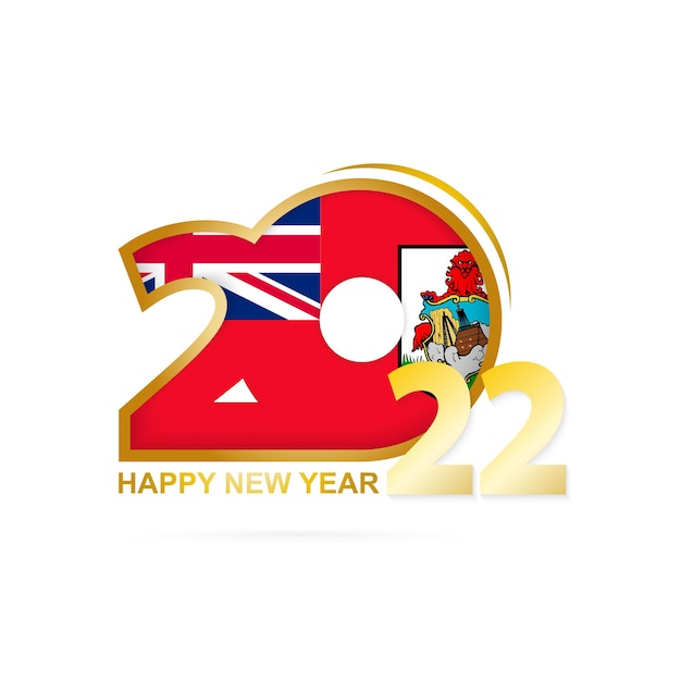 Year 2022 with Bermuda Flag pattern. Happy New Year Design.