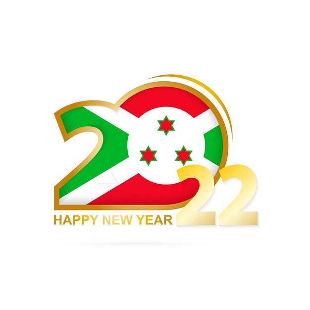 Year 2022 with Burundi Flag pattern. Happy New Year Design.