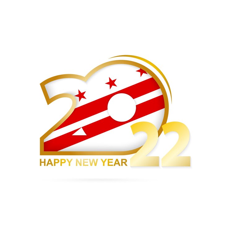 Vector year 2022 with district of columbia flag pattern happy new year design