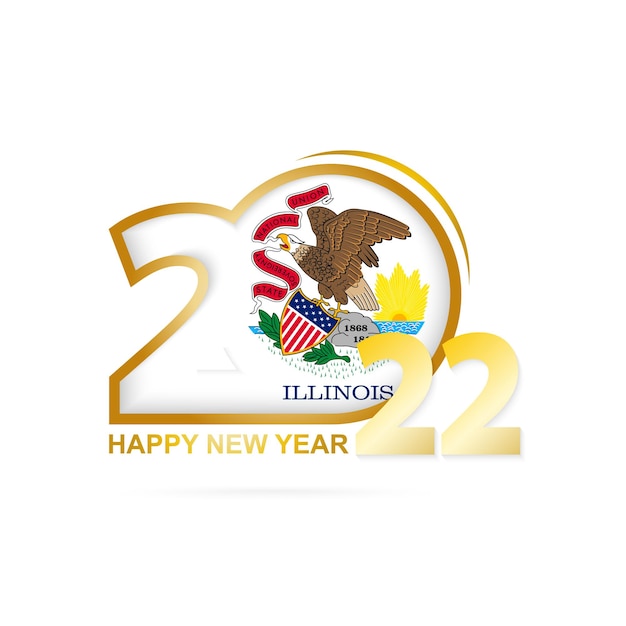 Year 2022 with illinois flag pattern. happy new year design.