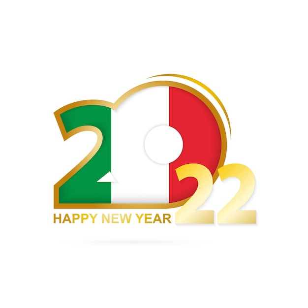 Anno 2022 con motivo bandiera italia. felice anno nuovo disegno.