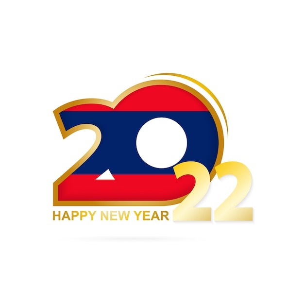 Year 2022 with laos flag pattern. happy new year design.