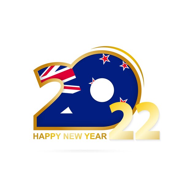 Year 2022 with New Zealand Flag pattern. Happy New Year Design.