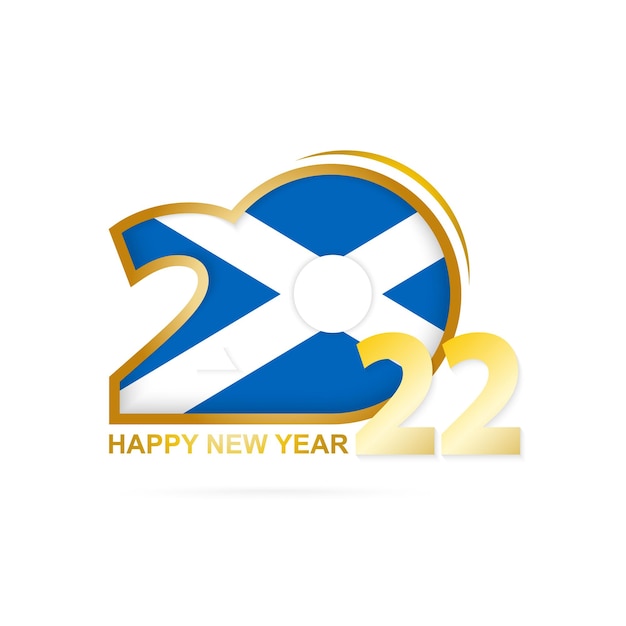 Vector year 2022 with scotland flag pattern happy new year design