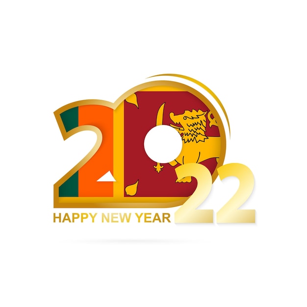 Year 2022 with Sri Lanka Flag pattern. Happy New Year Design.