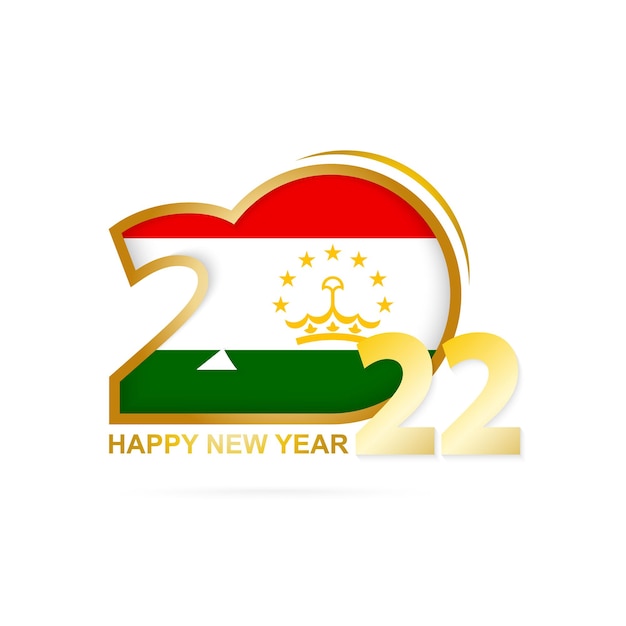 Year 2022 with tajikistan flag pattern. happy new year design.