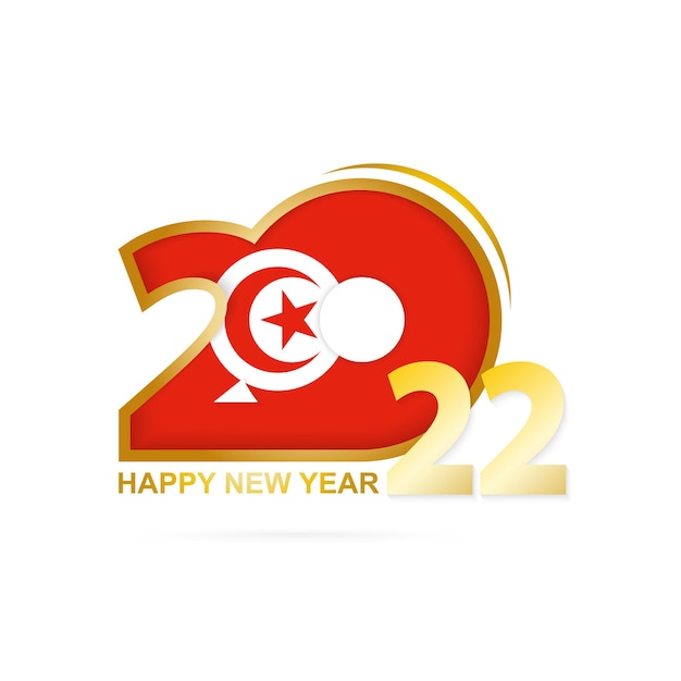 Year 2022 with Tunisia Flag pattern. Happy New Year Design.