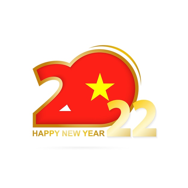 Year 2022 with Vietnam Flag pattern. Happy New Year Design.