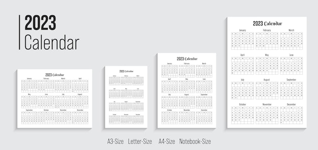 Vettore modello di calendario anno 2023 premium vector