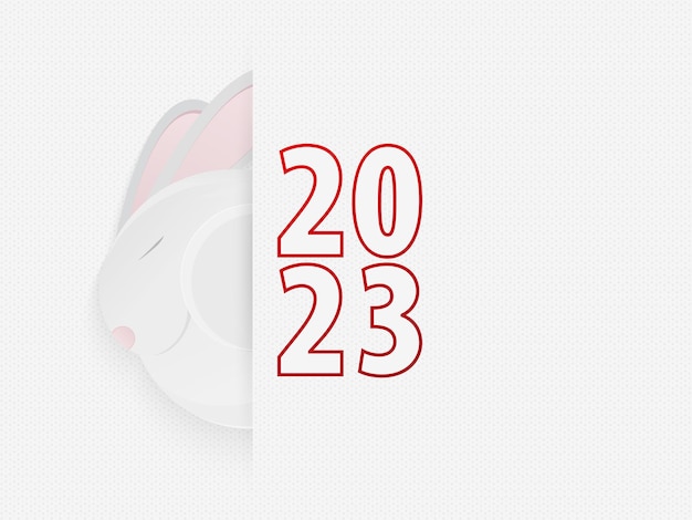 Дизайн празднования 2023 года Глава Кролика с номером 2023