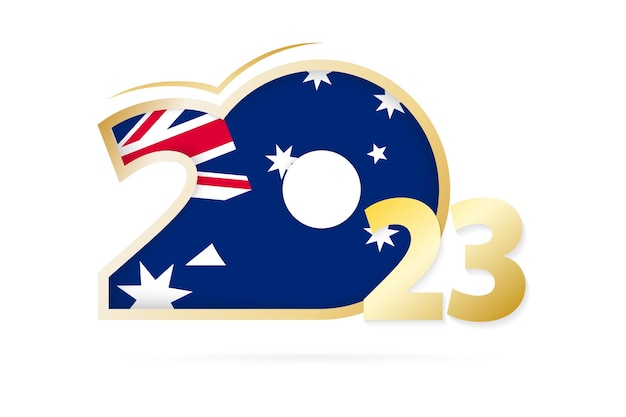 Vector year 2023 with australia flag pattern