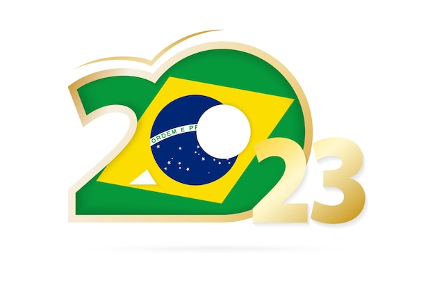 Year 2023 with Brazil Flag pattern