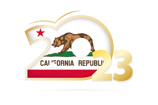 Year 2023 with california flag pattern