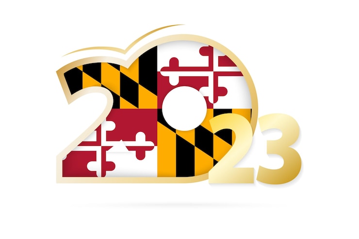 Vector year 2023 with maryland flag pattern