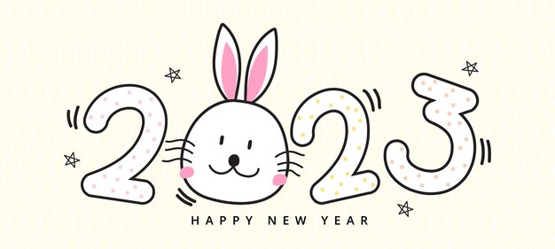 The year 2023 the year of the rabbit poster banner design template.