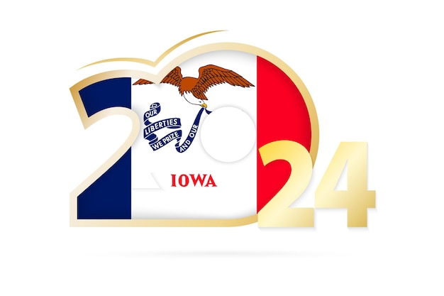 Year 2024 with Iowa Flag pattern