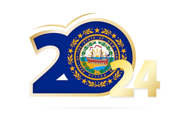 Year 2024 with New Hampshire Flag pattern