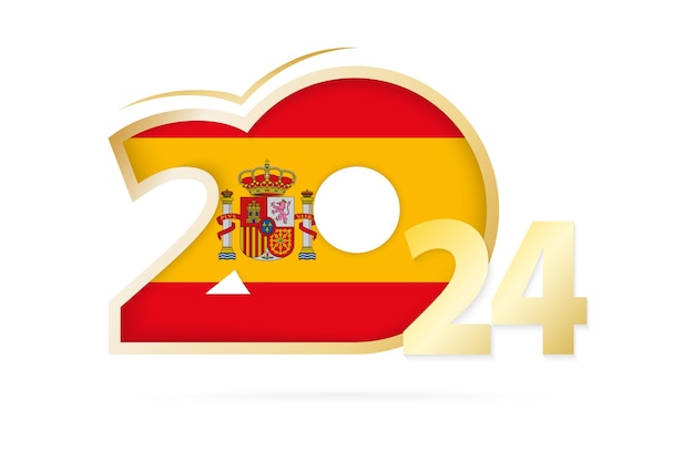 Year 2024 with Spain Flag pattern