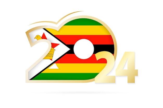 Vector year 2024 with zimbabwe flag pattern