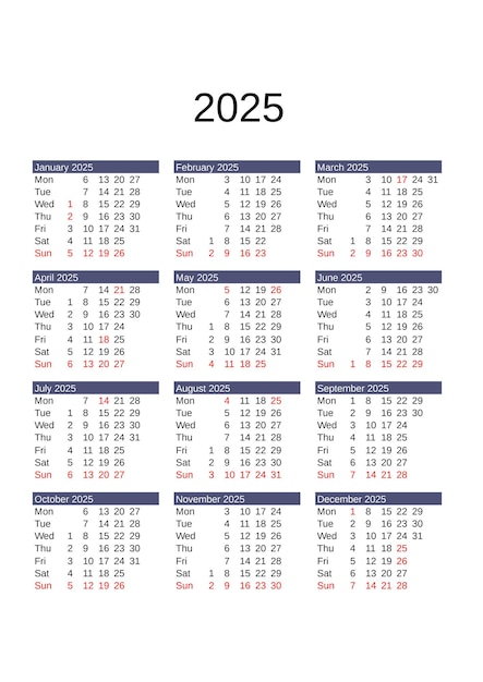 year 2025 calendar in english with united kingdom holidays