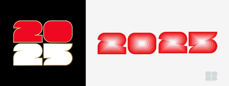 Vector year 2025 with flag of monaco and in color palate of monaco flag