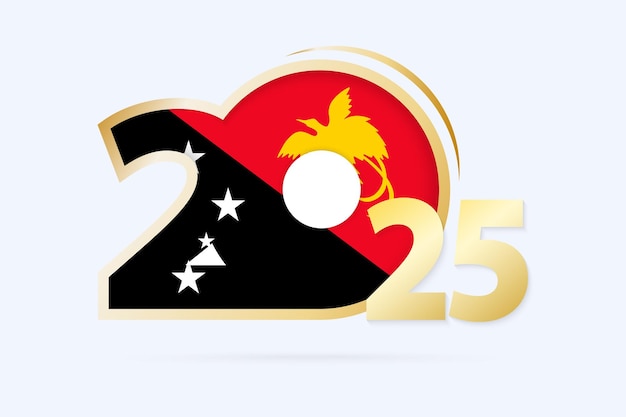 Year 2025 with Papua New Guinea Flag pattern | Premium AI-generated vector