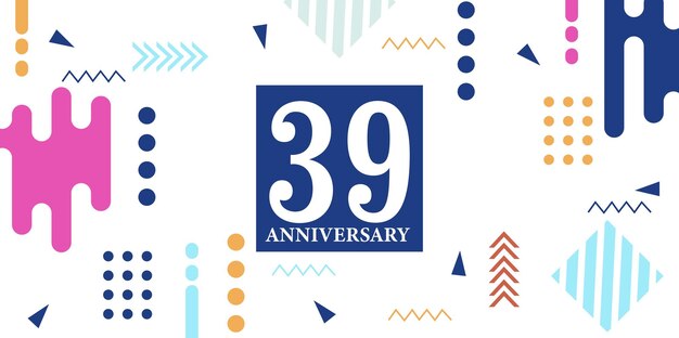 39 year anniversary abstract on white background with geometrical shapes vector design