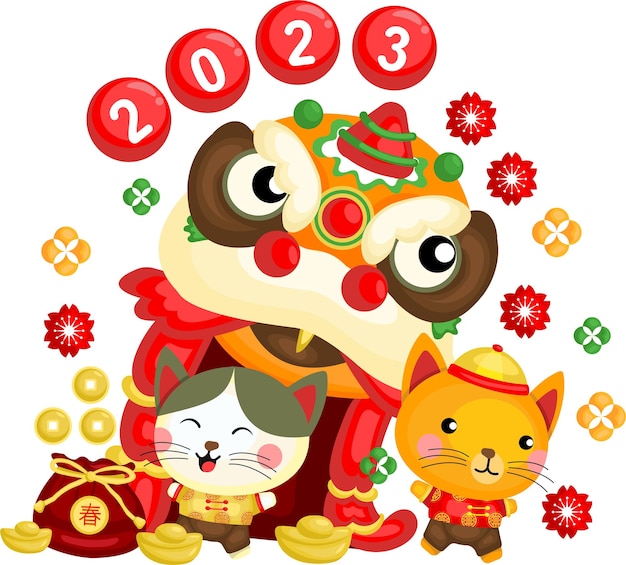 Vector year of cat 2023 concept cute vector for decoration