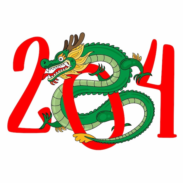 Vector year of the dragon 2024 happy chinesse new year