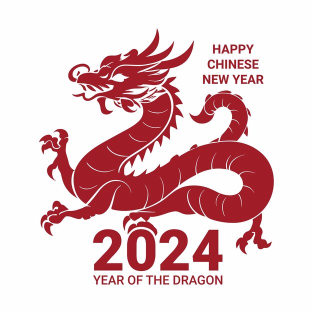 Vector year of the dragon chinese new year on white background