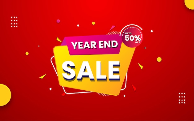 Year end sale poster sale banner design template with 3d editable text effect