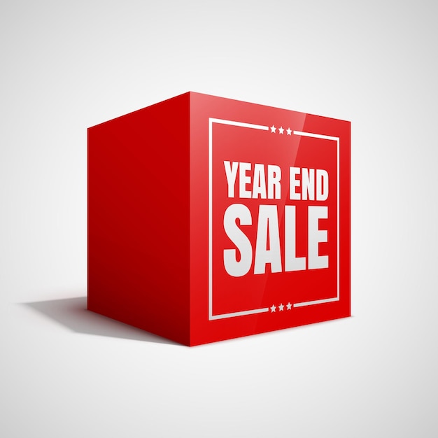 Vector year end sale red cube