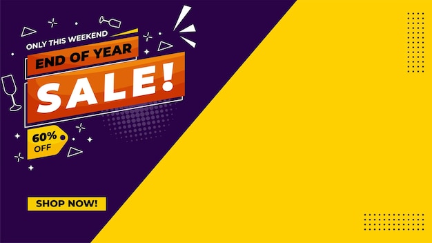 Year End Shopping Day Sale Banner Template with Copy Space