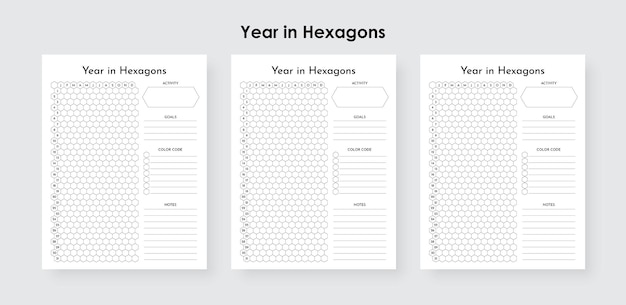 Year in hexagons printable yearly mood tracker, yearly activities