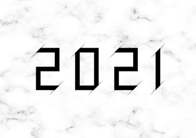 Year logo with gray and white marble background.