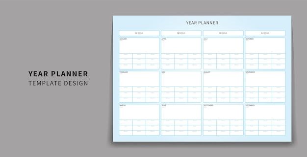 Vector year planner monthly planner week planner daily planner desig