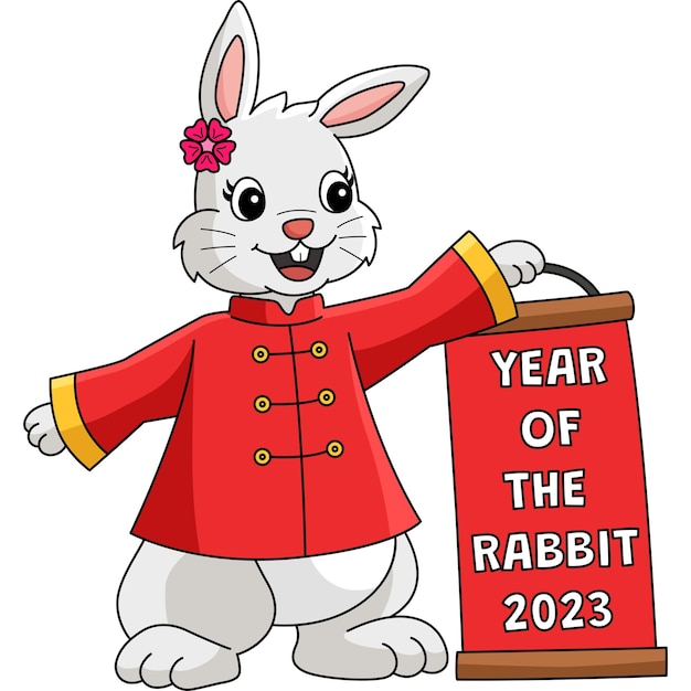 Год кролика 2023 мультяшный цветной клипарт