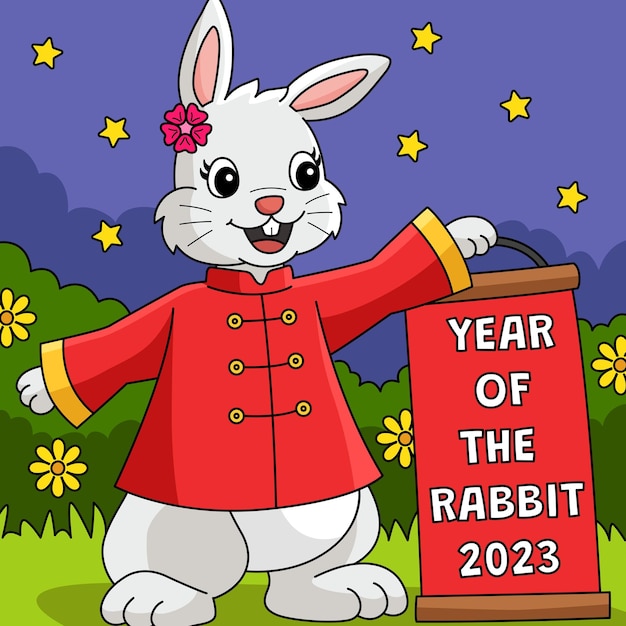 Year Of The Rabbit 2023 Colored Cartoon