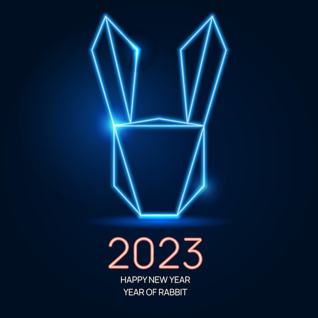 Year of rabbit rabbit geometric neon line design vector illustration