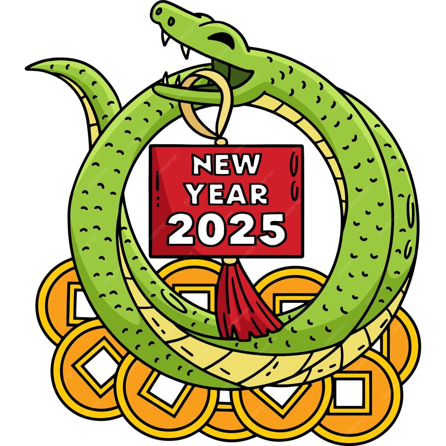 Premium Vector Year of the Snake on Coins New Year 2025 Clipart