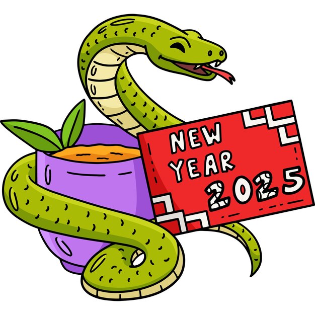Vector year of the snake new year 2025 cartoon clipart