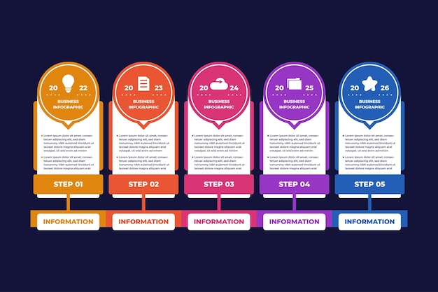 Anno tabella timeline business infografica