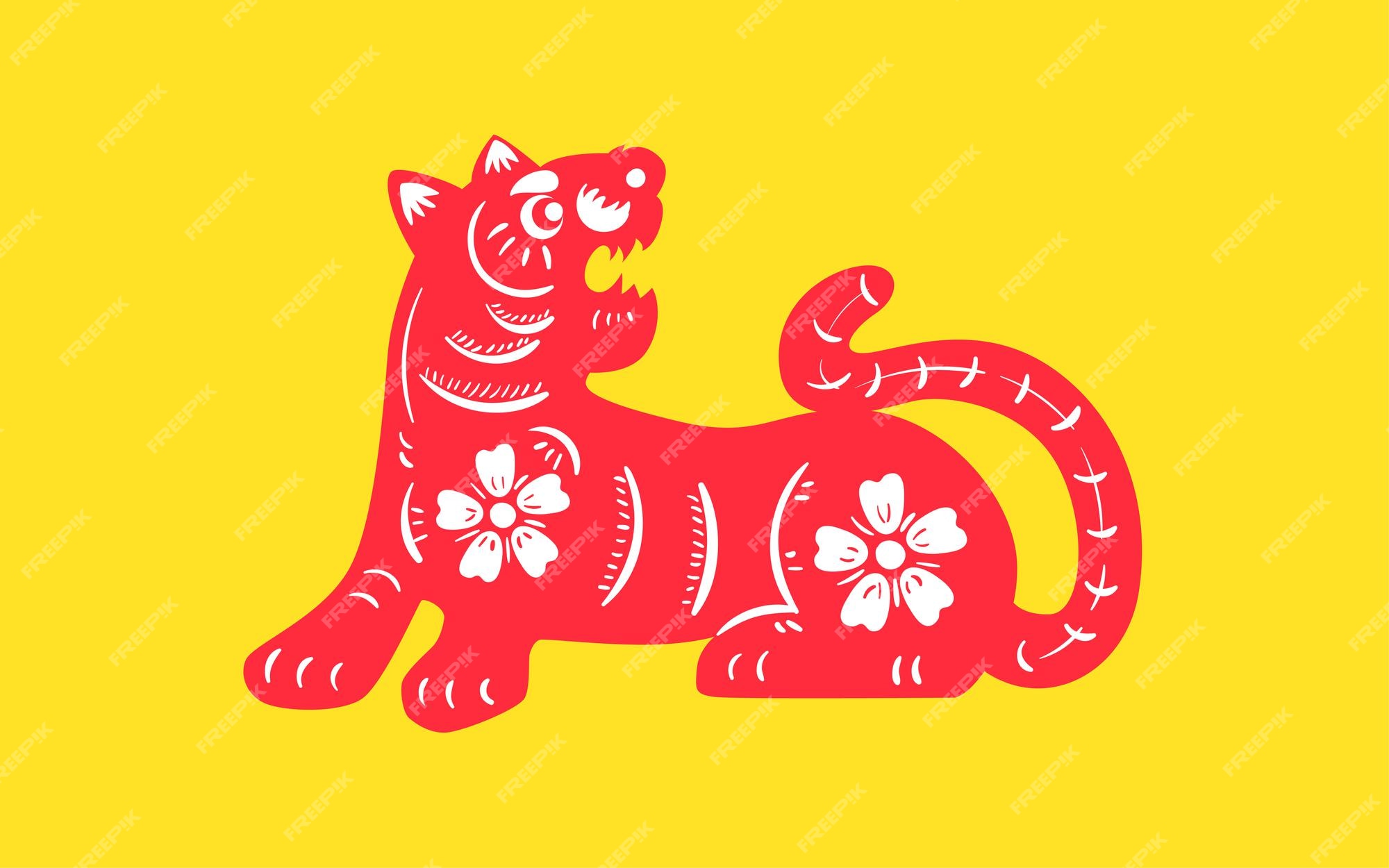 Premium Vector | Year of the tiger cartoon tiger illustration 2022 spring festival new year national tide poster Premium Vector | Year of the tiger cartoon tiger illustration 2022 spring festival new year national tide poster
