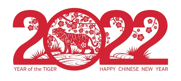 Vector year of the tiger, chinese new year paper cutting