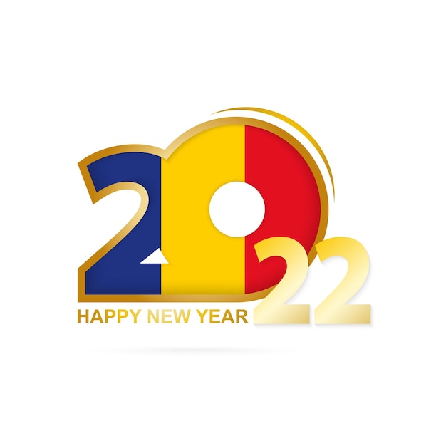 Year two thousand and twenty two with Romania Flag pattern. Happy New Year Design.